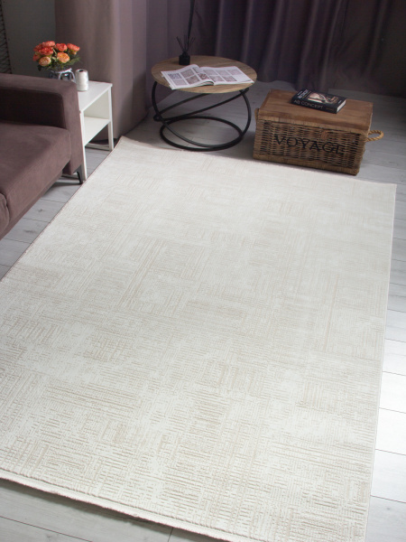 Турецкий прямоугольный ковёр 00013B BEIGE / WHITE