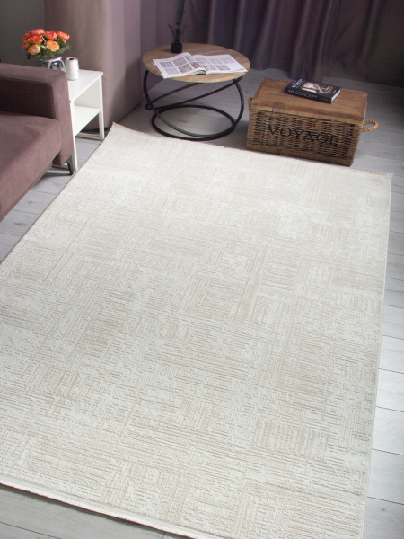 Турецкий прямоугольный ковёр 00013B BEIGE / WHITE