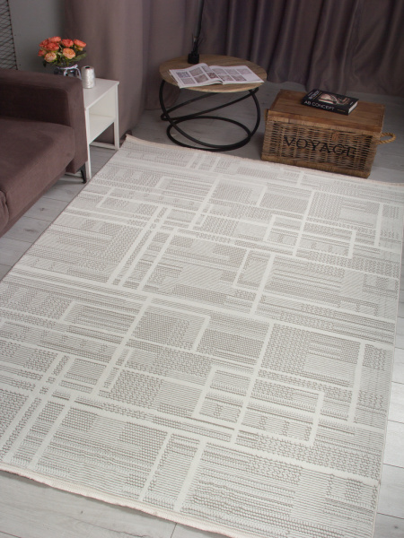 Турецкий прямоугольный ковёр 00019A GREY / WHITE