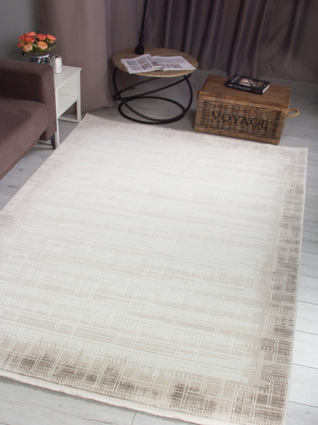 Турецкий прямоугольный ковёр 00020B BEIGE / WHITE