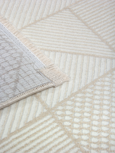Турецкий прямоугольный ковёр 00023A BEIGE / WHITE