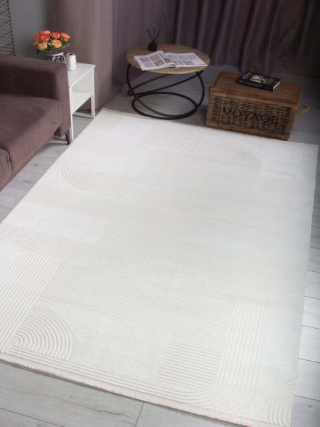 Турецкий прямоугольный ковёр 00025A CREAM / WHITE