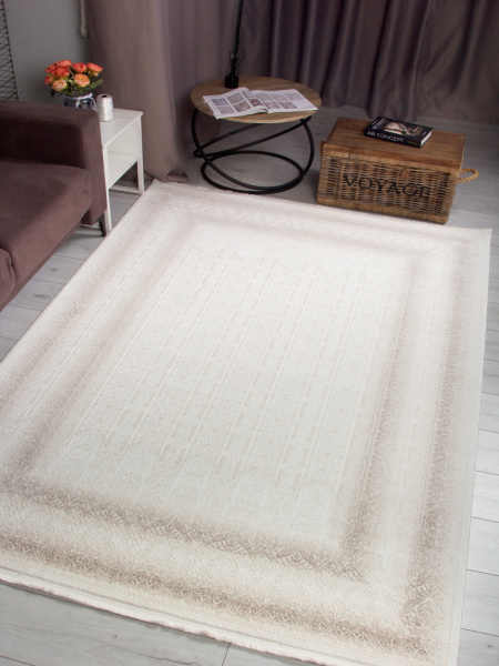 Турецкий прямоугольный ковёр 00086A WHITE / L.BEIGE