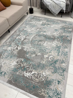 Турецкий прямоугольный ковёр 9009A GREY - GREEN