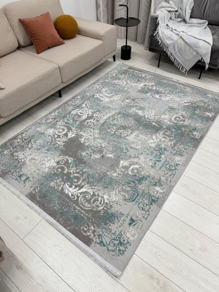 Турецкий прямоугольный ковёр 9009A GREY - GREEN