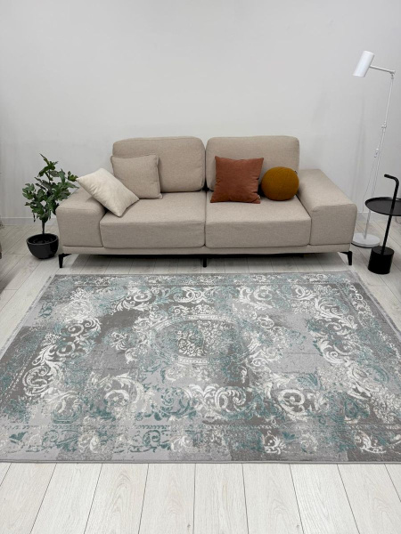 Турецкий прямоугольный ковёр 9009A GREY - GREEN