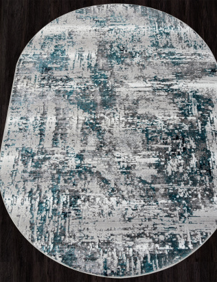Российский овальный ковёр 00065A TURQUOISE / GREY