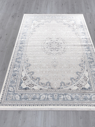 Российский прямоугольный ковёр 00268 GREY / BLUE