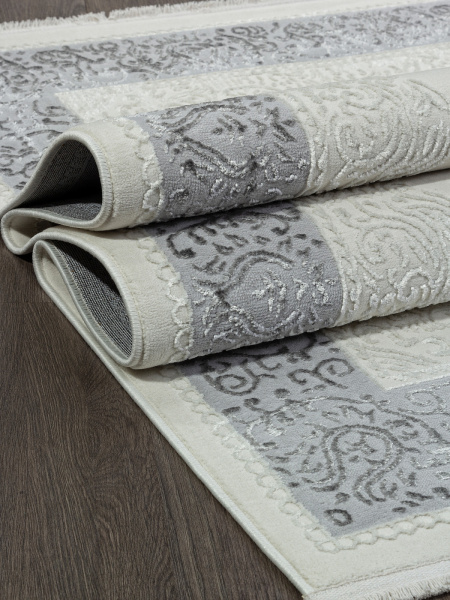 Российский прямоугольный ковёр 00759B CREAM HB / GREY FDY