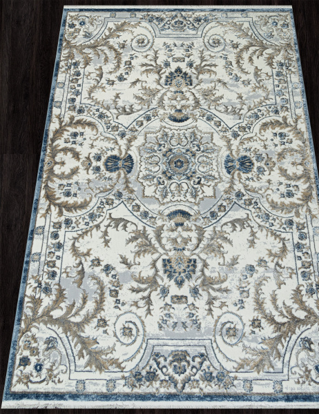 Российский прямоугольный ковёр 00765A D.BLUE FDY / CREAM HB