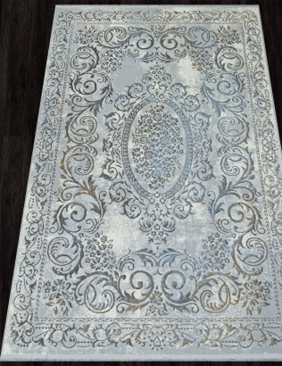 Российский прямоугольный ковёр 00766A GREY HB / L.BLUE FDY