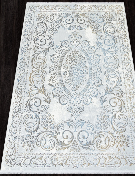 Российский прямоугольный ковёр 00766A GREY HB / L.BLUE FDY