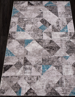 Российский прямоугольный ковёр 01459A C.POLY GREY / L.BLUE