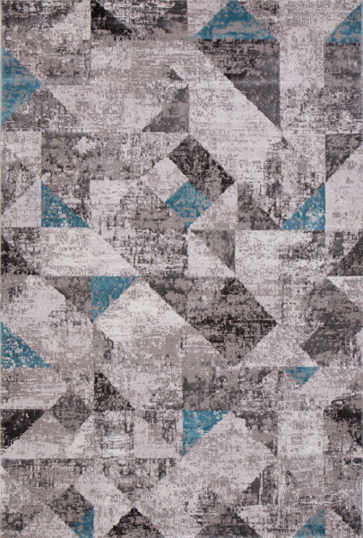 Российский прямоугольный ковёр 01459A C.POLY GREY / L.BLUE