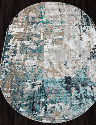 Российский овальный ковёр 01632A GREY / TURQUOISE