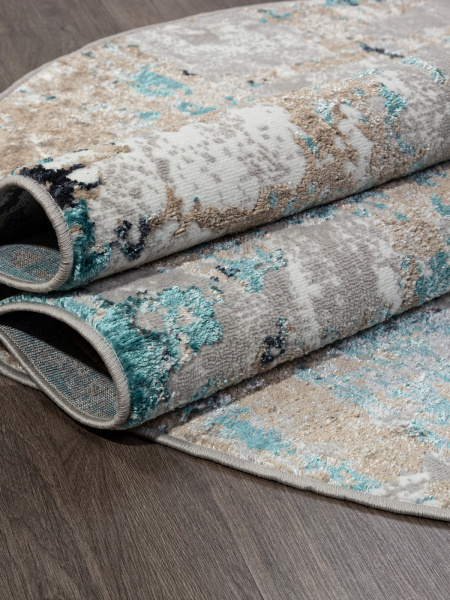 Российский овальный ковёр 01632A GREY / TURQUOISE