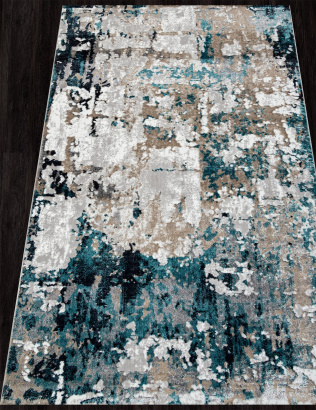 Российский прямоугольный ковёр 01632A GREY / TURQUOISE