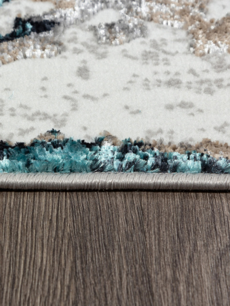 Российский прямоугольный ковёр 01632A GREY / TURQUOISE