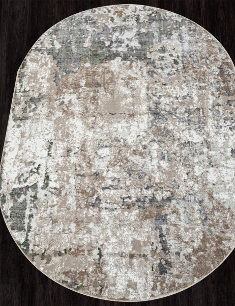 Российский овальный ковёр 01632A L.GREEN / BEIGE