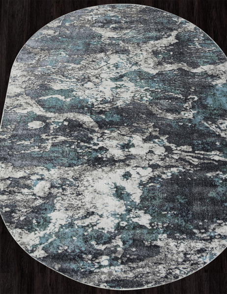 Российский овальный ковёр 02463H BLUE / GREY