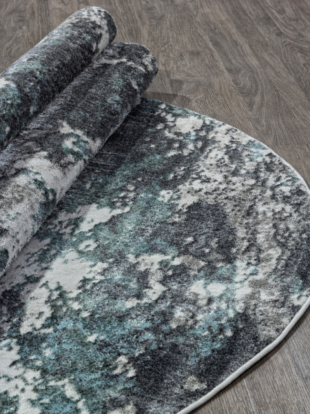 Российский овальный ковёр 02463H BLUE / GREY