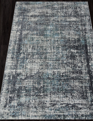 Российский прямоугольный ковёр 02467H BLUE / GREY