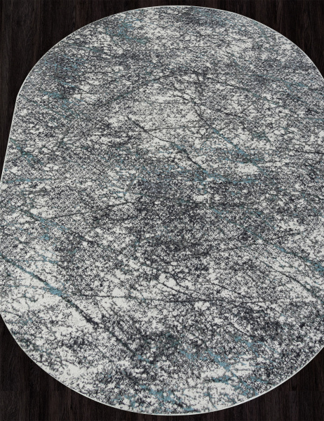 Российский овальный ковёр 02474H BLUE / GREY