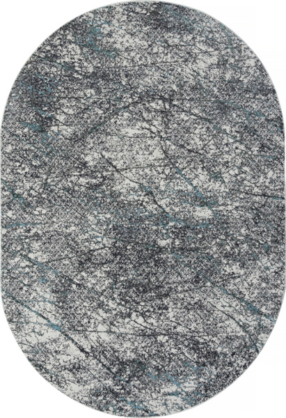 Российский овальный ковёр 02474H BLUE / GREY