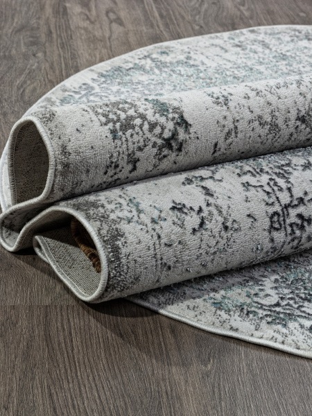 Российский овальный ковёр 02475F BLUE / GREY