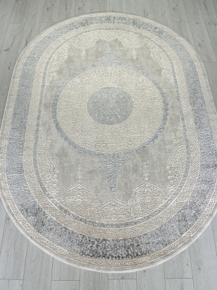 Российский овальный ковёр 02781A BEIGE / GREY
