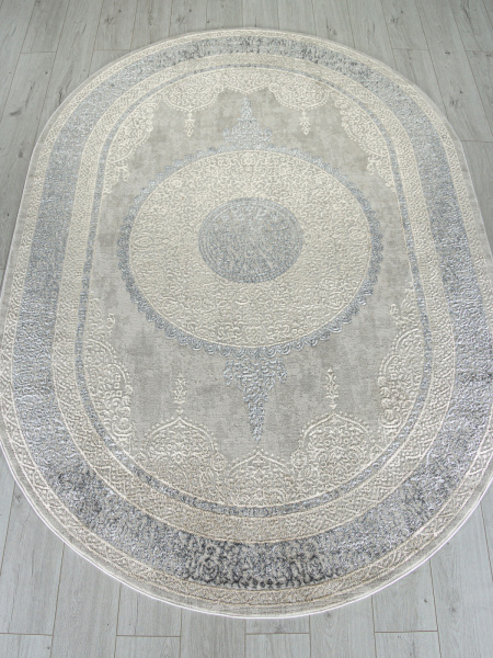 Российский овальный ковёр 02781A BEIGE / GREY