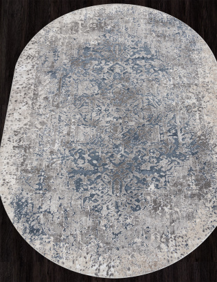 Российский овальный ковёр 02946B BLUE / BEIGE