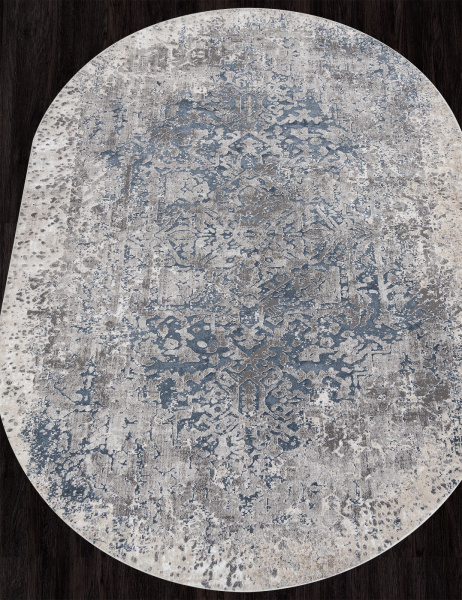 Российский овальный ковёр 02946B BLUE / BEIGE
