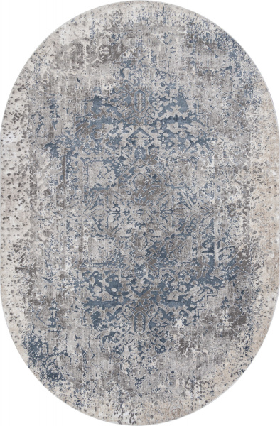 Российский овальный ковёр 02946B BLUE / BEIGE
