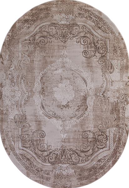 Российский овальный ковёр 03707A BROWN / BROWN