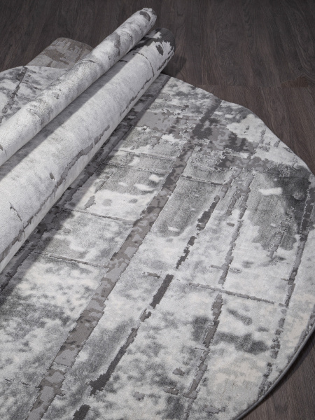 Российский овальный ковёр 03752A GREY / GREY