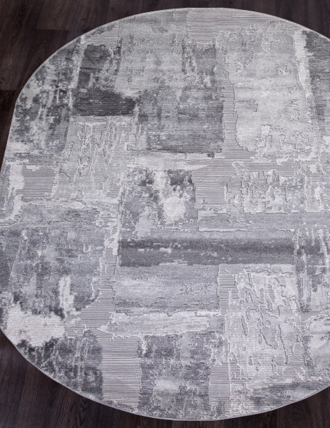 Российский овальный ковёр 03758A GREY / GREY