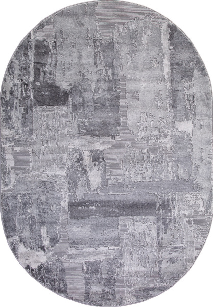 Российский овальный ковёр 03758A GREY / GREY