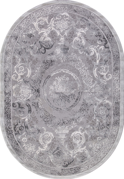 Российский овальный ковёр 03760A GREY / GREY