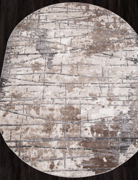 Российский овальный ковёр 03802A GREY / BROWN