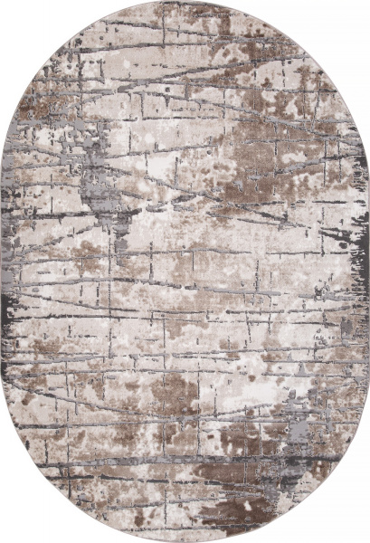 Российский овальный ковёр 03802A GREY / BROWN