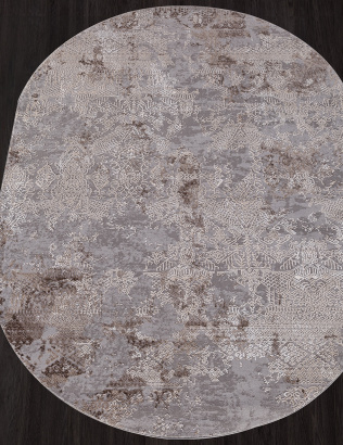Российский овальный ковёр 03851C GREY / BROWN