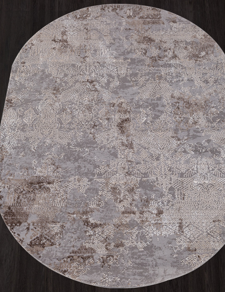 Российский овальный ковёр 03851C GREY / BROWN