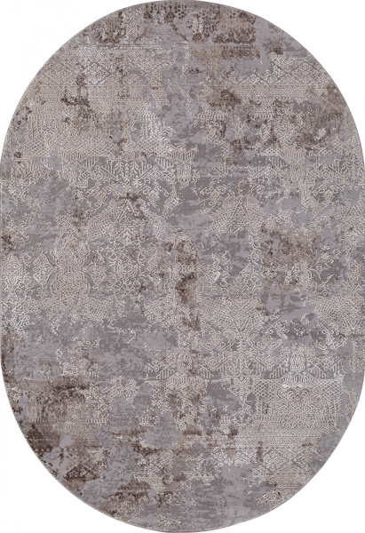 Российский овальный ковёр 03851C GREY / BROWN