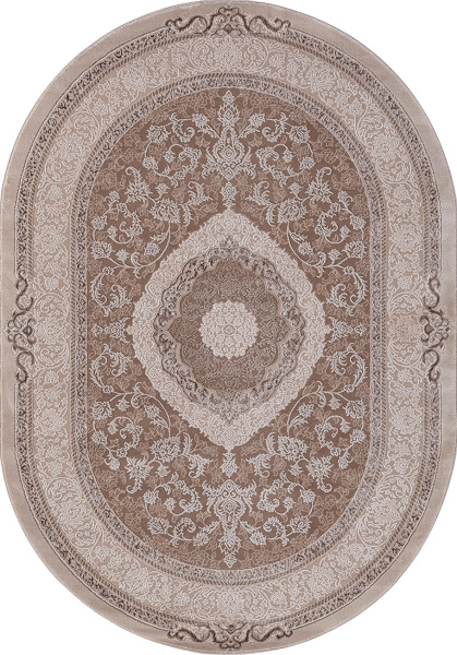 Российский овальный ковёр 03874B BROWN / BROWN