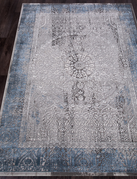 Российский прямоугольный ковёр 03878A BLUE / BLUE