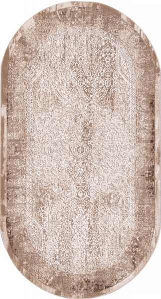 Российский овальный ковёр 03878B BROWN / BROWN