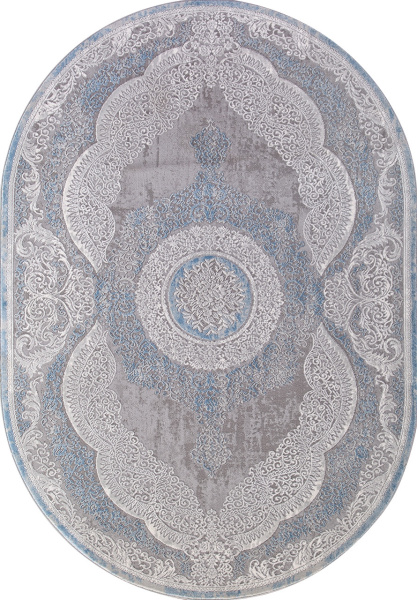 Российский овальный ковёр 03880A BLUE / BLUE