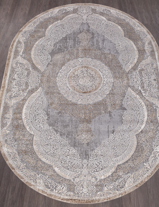Российский овальный ковёр 03880C GREY / BROWN