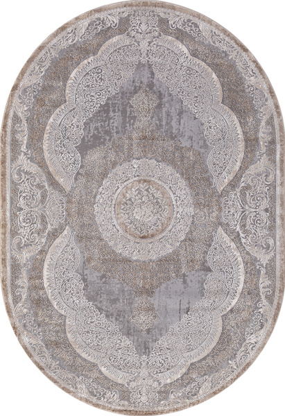 Российский овальный ковёр 03880C GREY / BROWN